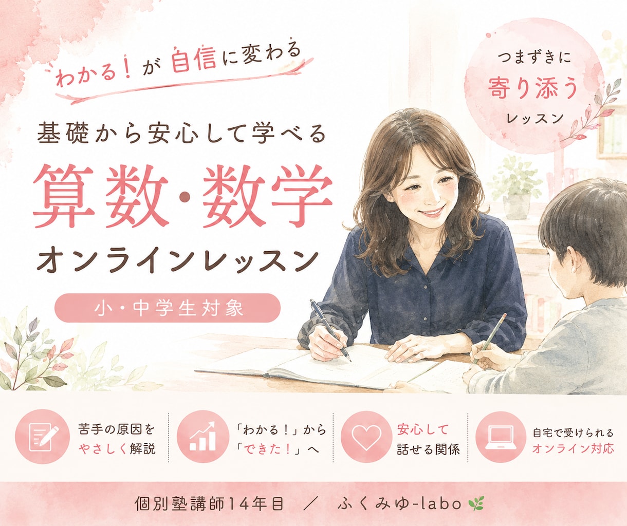 小中学生の苦手な算数を基礎から教えます 一人ひとりに合わせて苦手を基礎から克服！ イメージ1