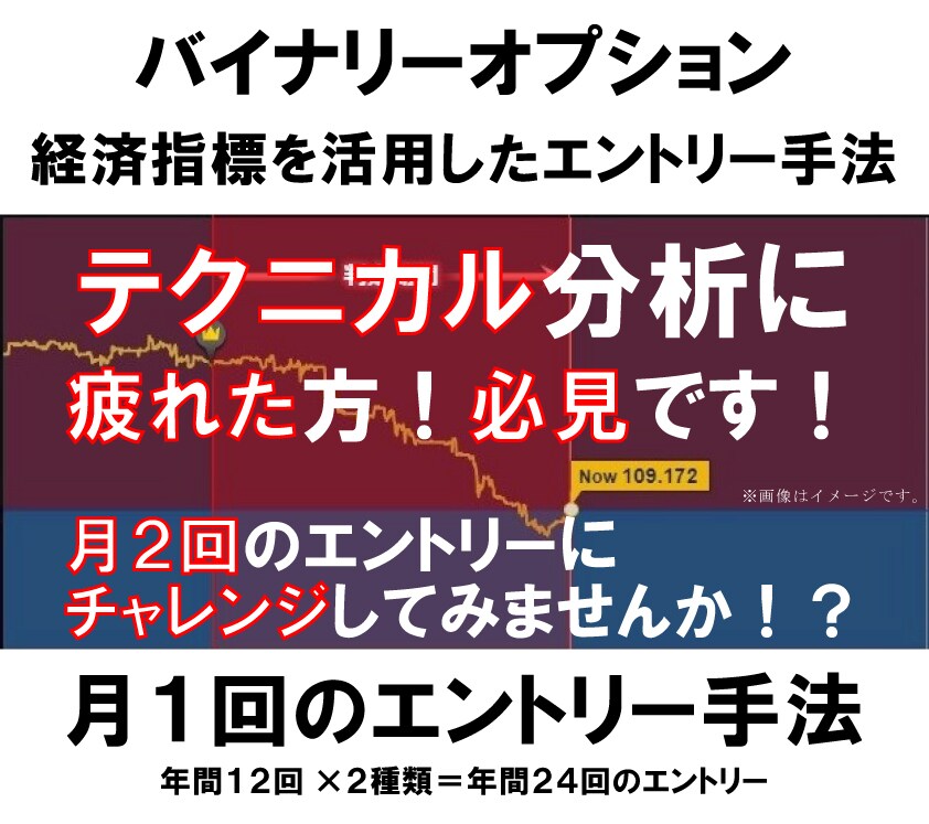 月１回簡単エントリー バイナリーオプションます バイナリーオプションでテクニカル分析に疲れた方必見です！ イメージ1