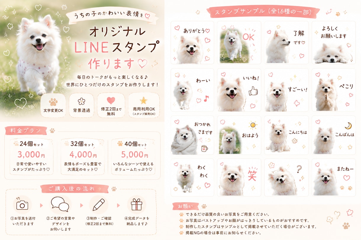 愛犬・愛猫のオリジナルLINEスタンプ作ります 大切な家族を、毎日使いたくなるLINEスタンプにしませんか？ イメージ1
