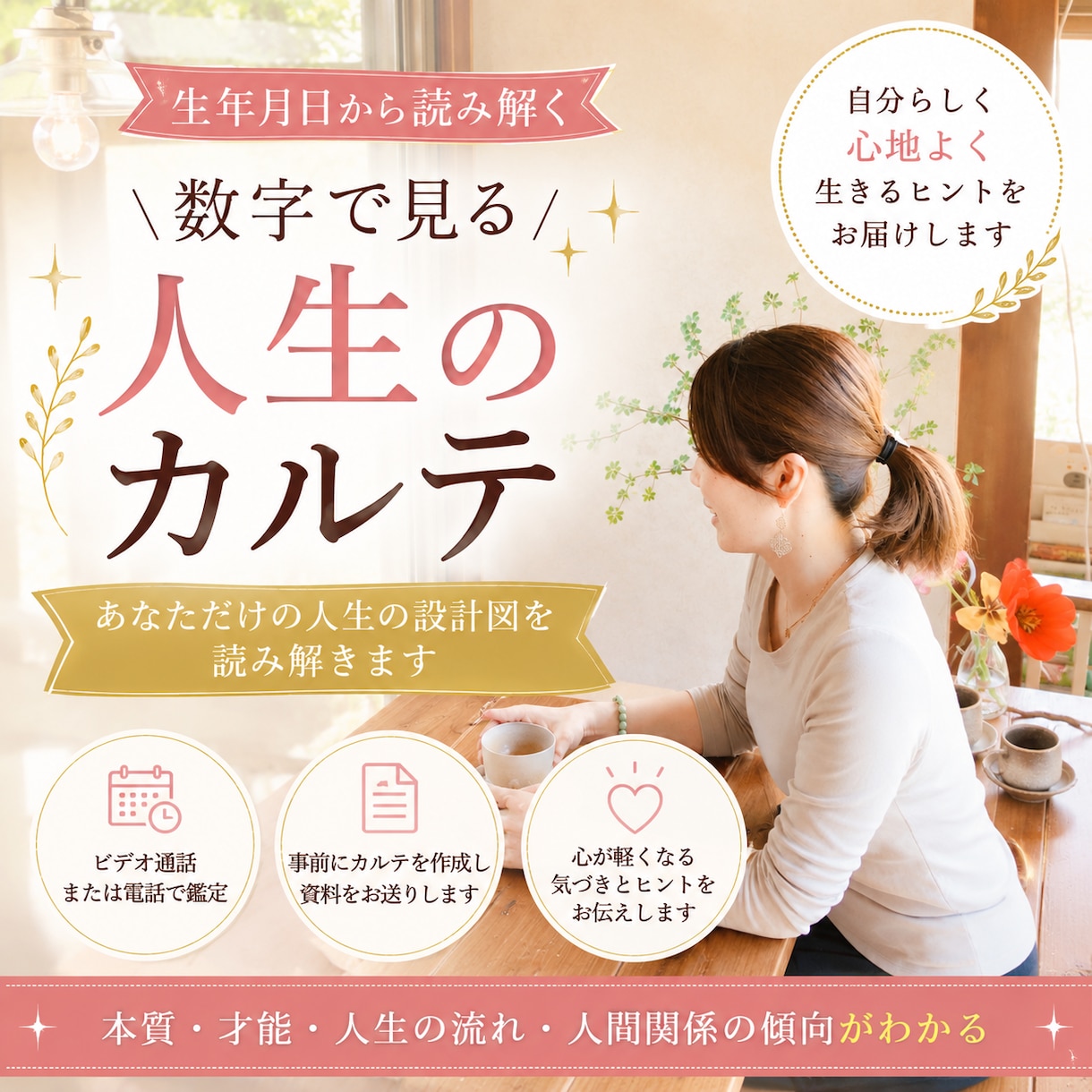産まれと名前から人生の流れと本質を読み解きます 本質・才能・人生の流れ知り、生きやすい気づきを得られます イメージ1
