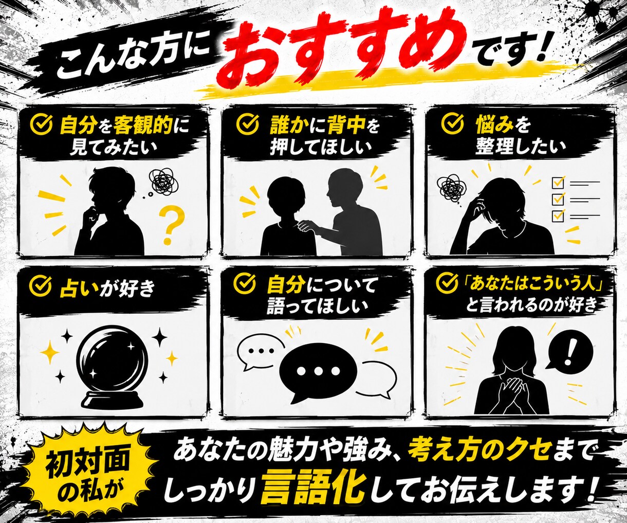 初対面の私があなたを勝手に言語化します あなたはこんな人！を勝手に決めつけ、本気で語ります。 イメージ4
