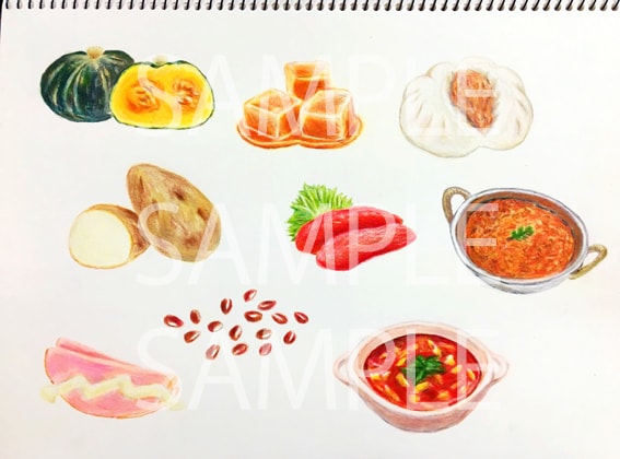 商用利用◎  柔らかなカットイラストをご提供します 挿絵、広告に。食べ物や植物をナチュラル、女性向けな雰囲気へ。 イメージ2