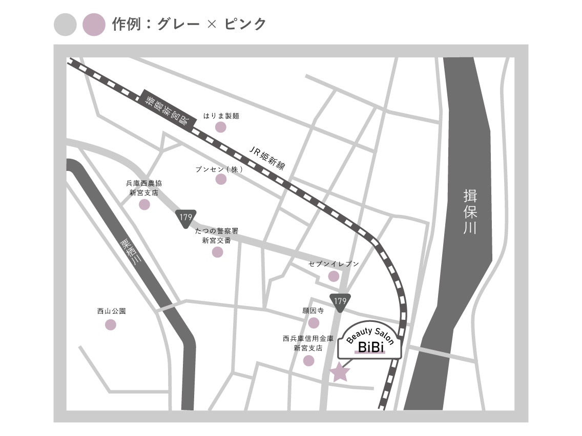 女性デザイナーがお洒落で分かりやすい地図作成します 住所だけで簡単依頼！新しく地図を作りたい方へ！ イメージ3