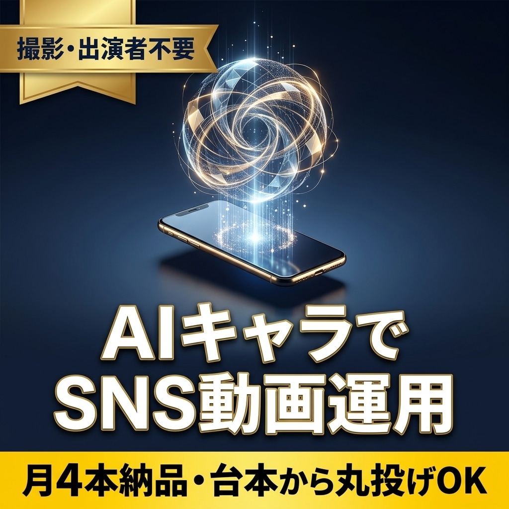 撮影なしでTikTok動画を作ります AIキャラで顔出し・出演者不要、月4本作ります イメージ1