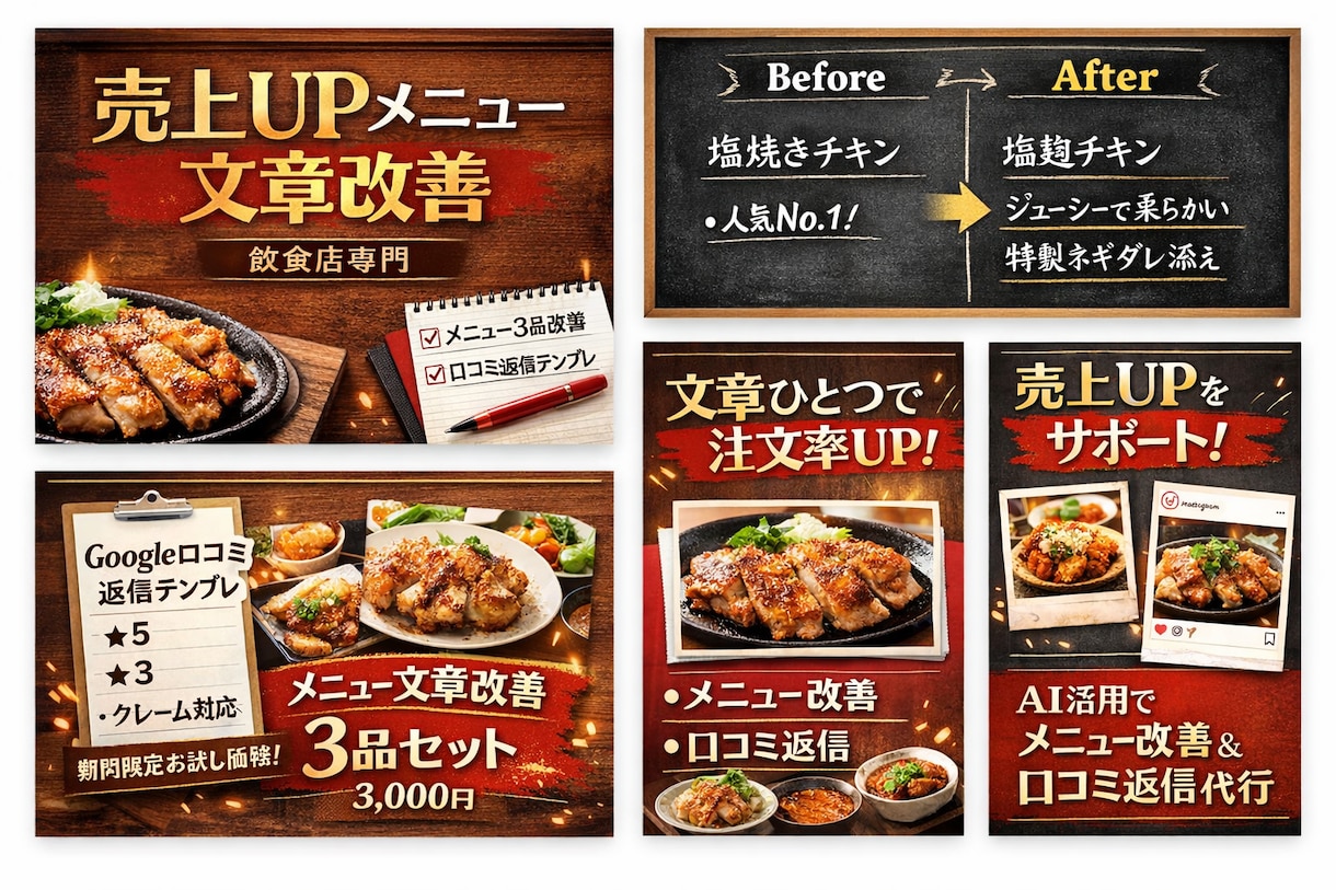 飲食店の売上UP文章作成します 文章ひとつで売上改善注文率アップを狙う文章客単価向上 イメージ1