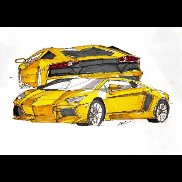 リクエストをもとに車のイラストを描きます サインペンでA4紙にスケッチします イメージ6