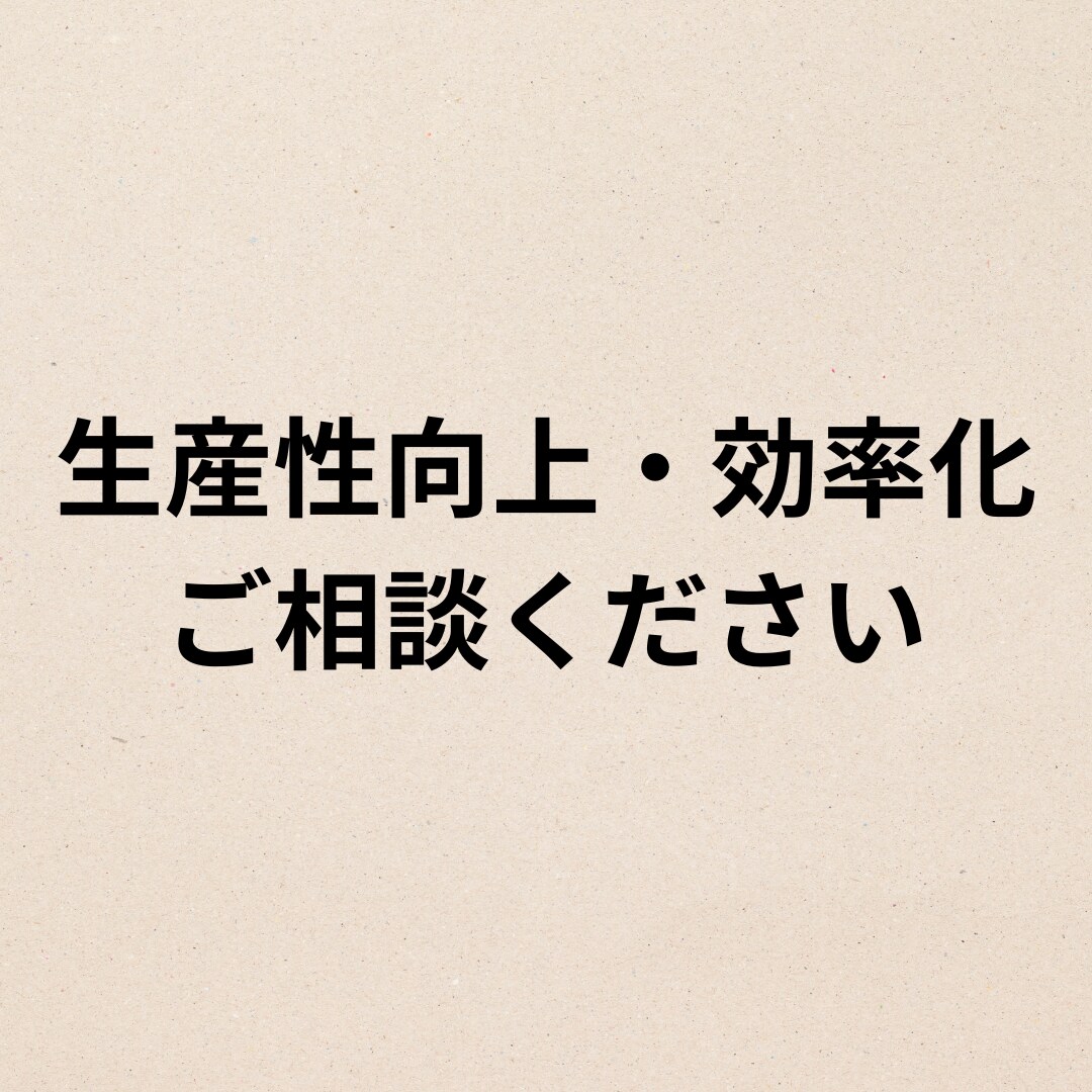 生産性向上・効率化のご相談に乗ります 経営者・管理職・個人事業主の方等、お気軽にご相談ください イメージ1