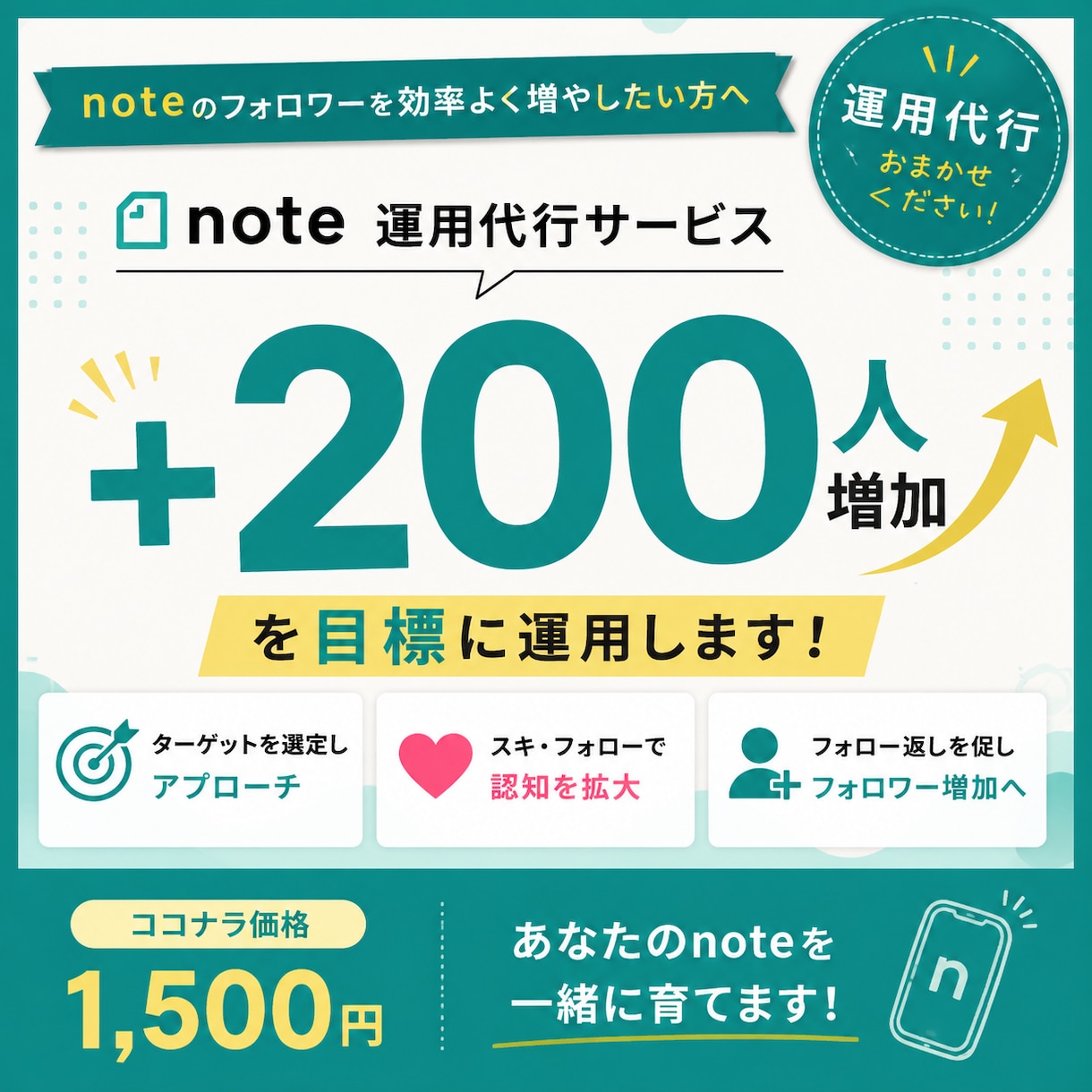 最安値！noteフォロワー+200人増やします あなたのnoteを多くの人へ届けます！ イメージ1