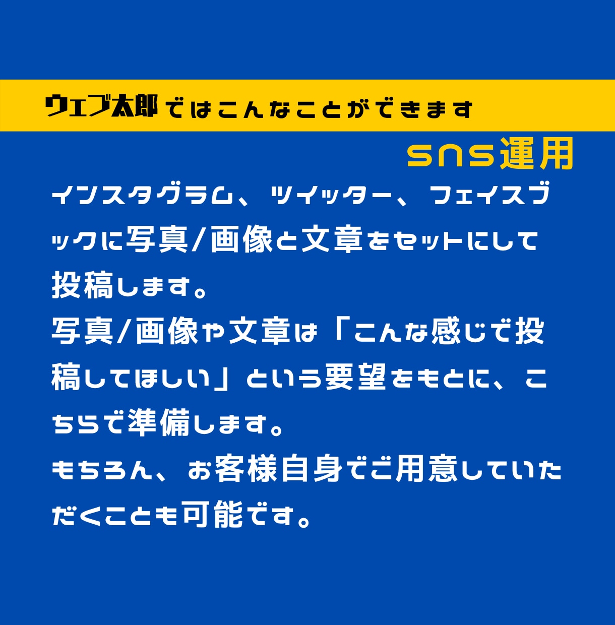 １ヶ月間のSNS投稿代行とHPの管理更新します 1日1回週4日SNS投稿して、HPの管理更新も行います。 イメージ2