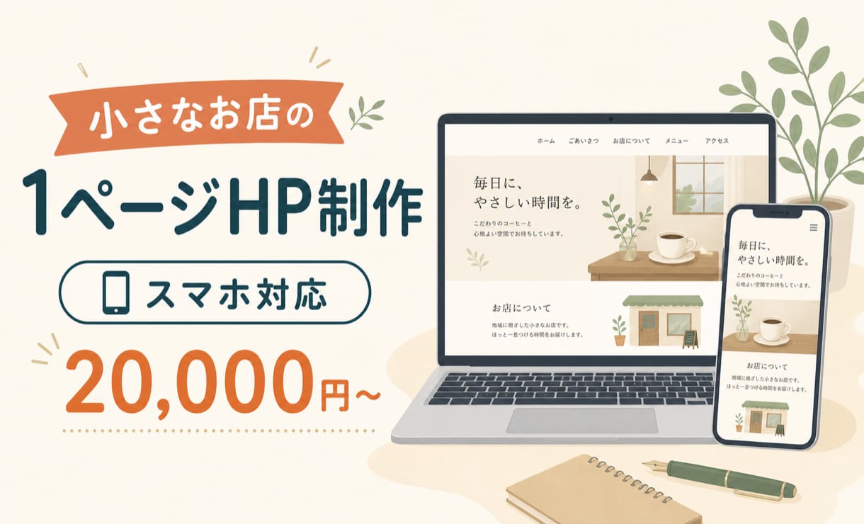 文章も整えて小さなお店の1ページHPを制作します 文章が苦手でも安心｜店舗情報を見やすく整えます イメージ1