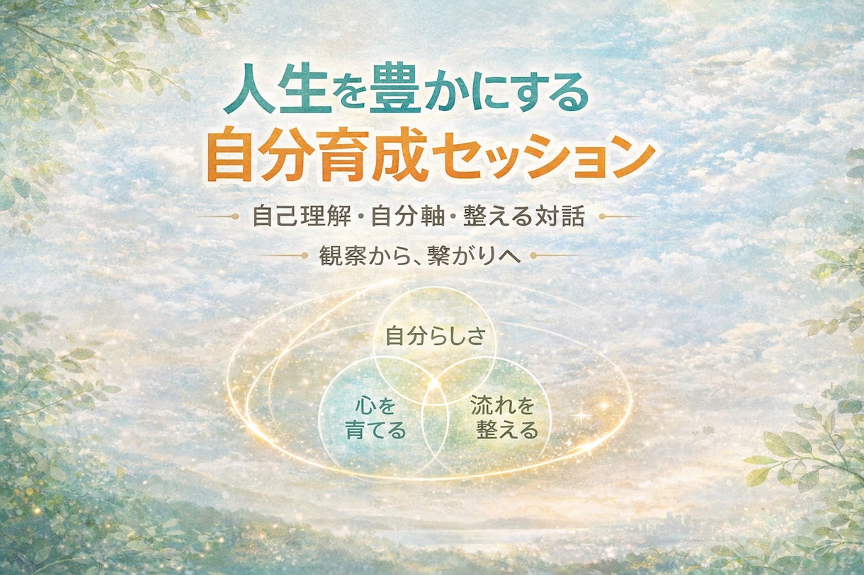 自己育成に必要な、気づきと落とし込みの対話をします 気づきから現実へつなぐ実装型のセッションで、変化を見届けます イメージ1