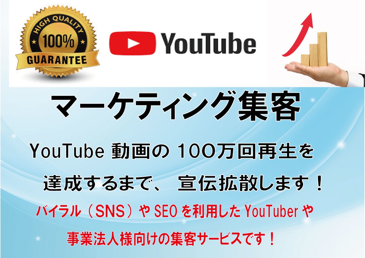 お客様のYouTube動画に宣伝機会を提供します YT動画の再生回数を１００万回達成までマーケティングします イメージ2