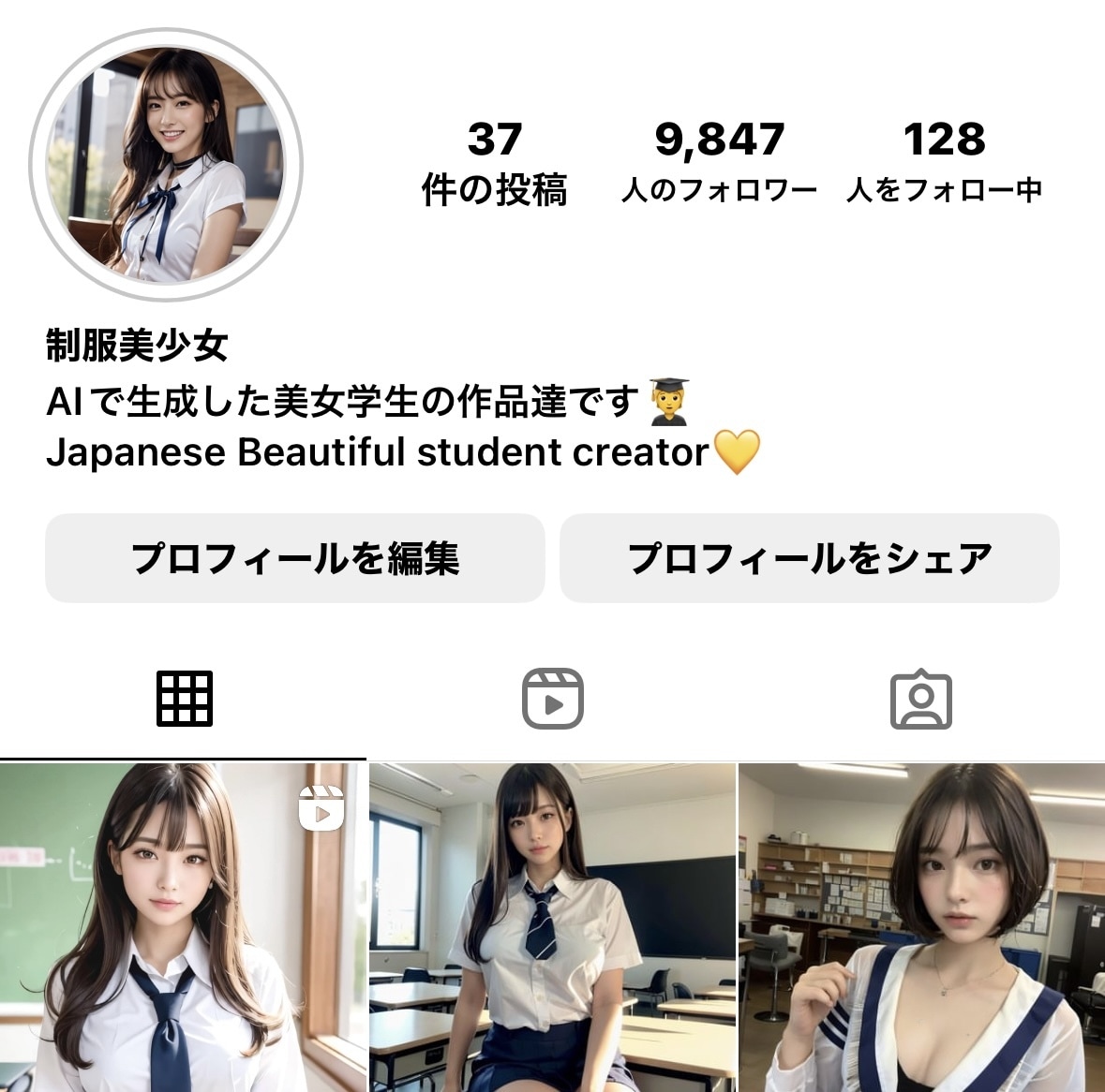 AI美女インスタアカウント0から構築、譲渡します アカウント作成+画像生成+運用+フォロワー1万まで全て丸投げ イメージ2