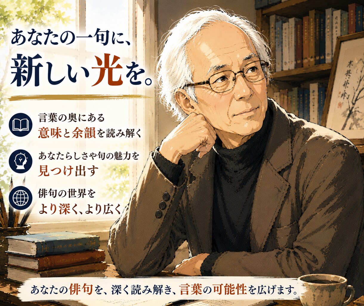 俳句歴10年。あなたの句を深く読み解きます 句会誌掲載経験あり。俳句の本質を解析します イメージ1