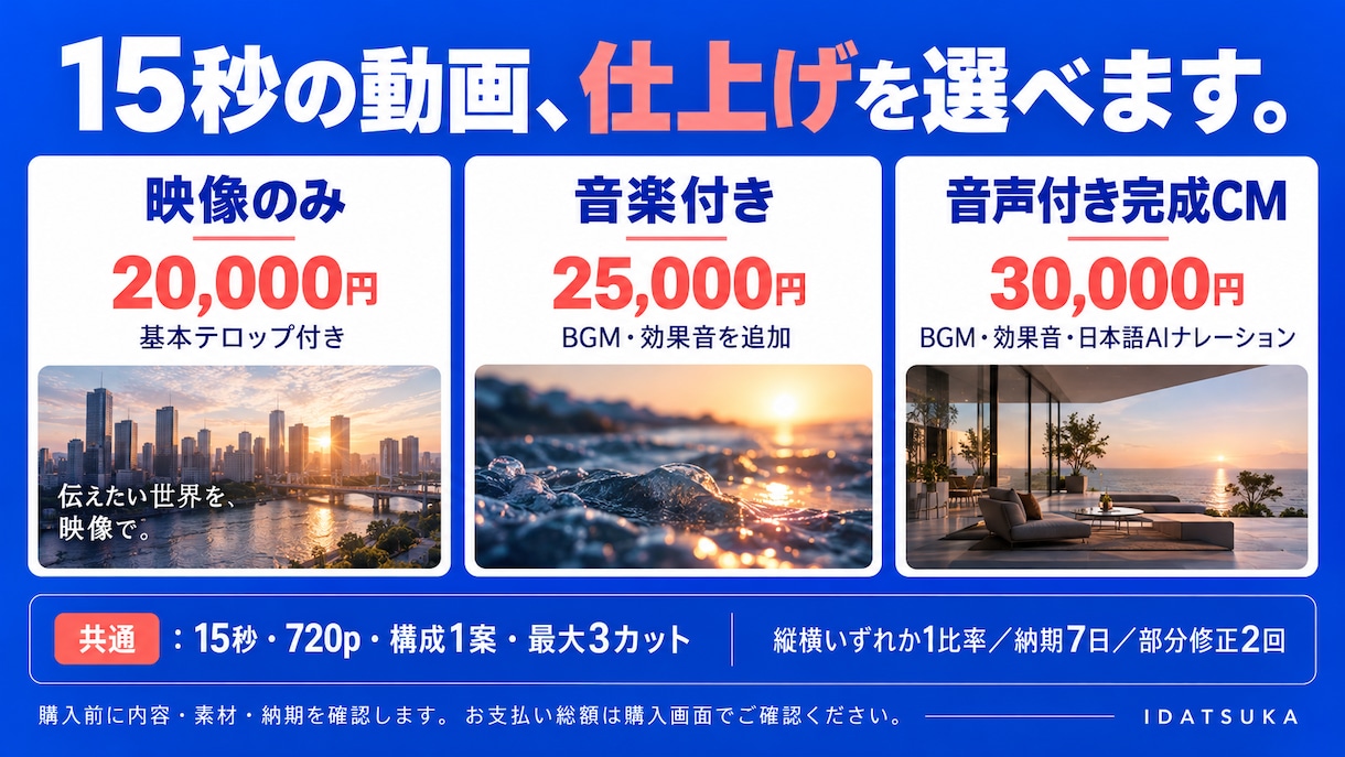 商品の魅力を伝える15秒AI動画を制作します 映像のみ・音楽付き・日本語AI音声付きに対応 イメージ2