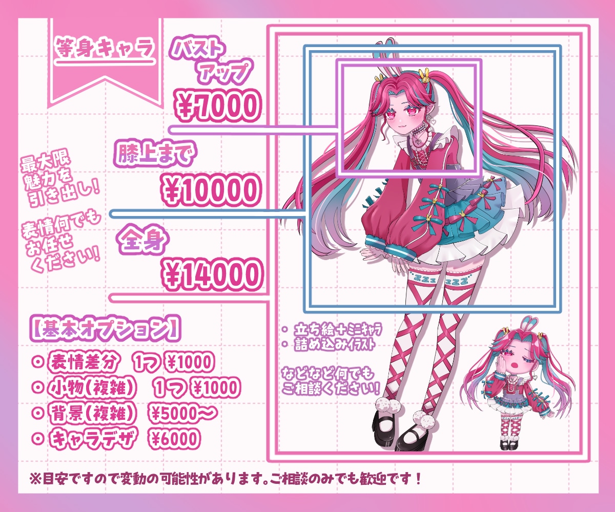 きゅるんと可愛いイラスト描きます 等身もミニキャラも！最大限魅力を引き出したイラスト！ イメージ2