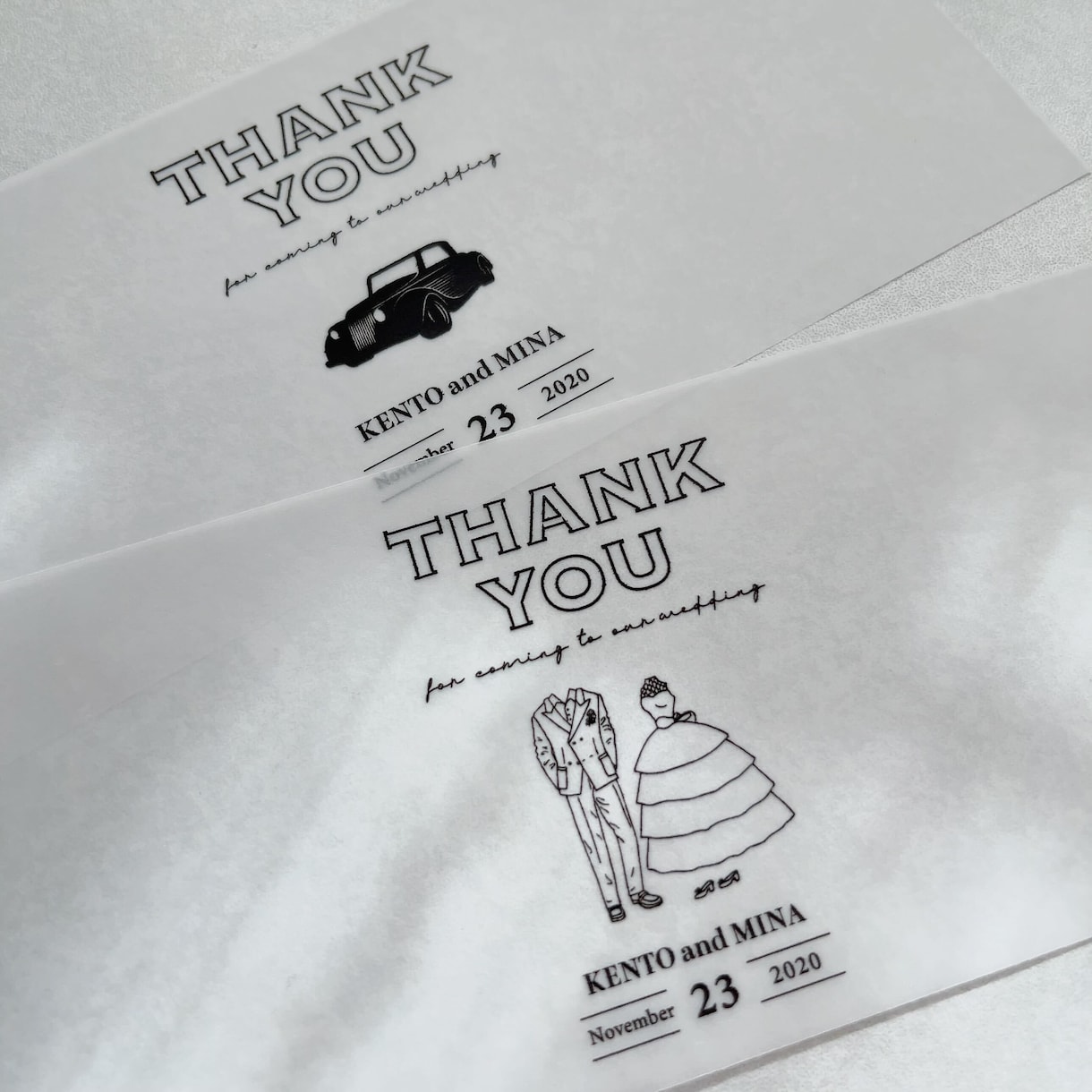 結婚式：世界で1つのお車代封筒・お礼封筒承ります デザイン全5種！トレーシングペーパー帯がおしゃれで大人気◎ イメージ6