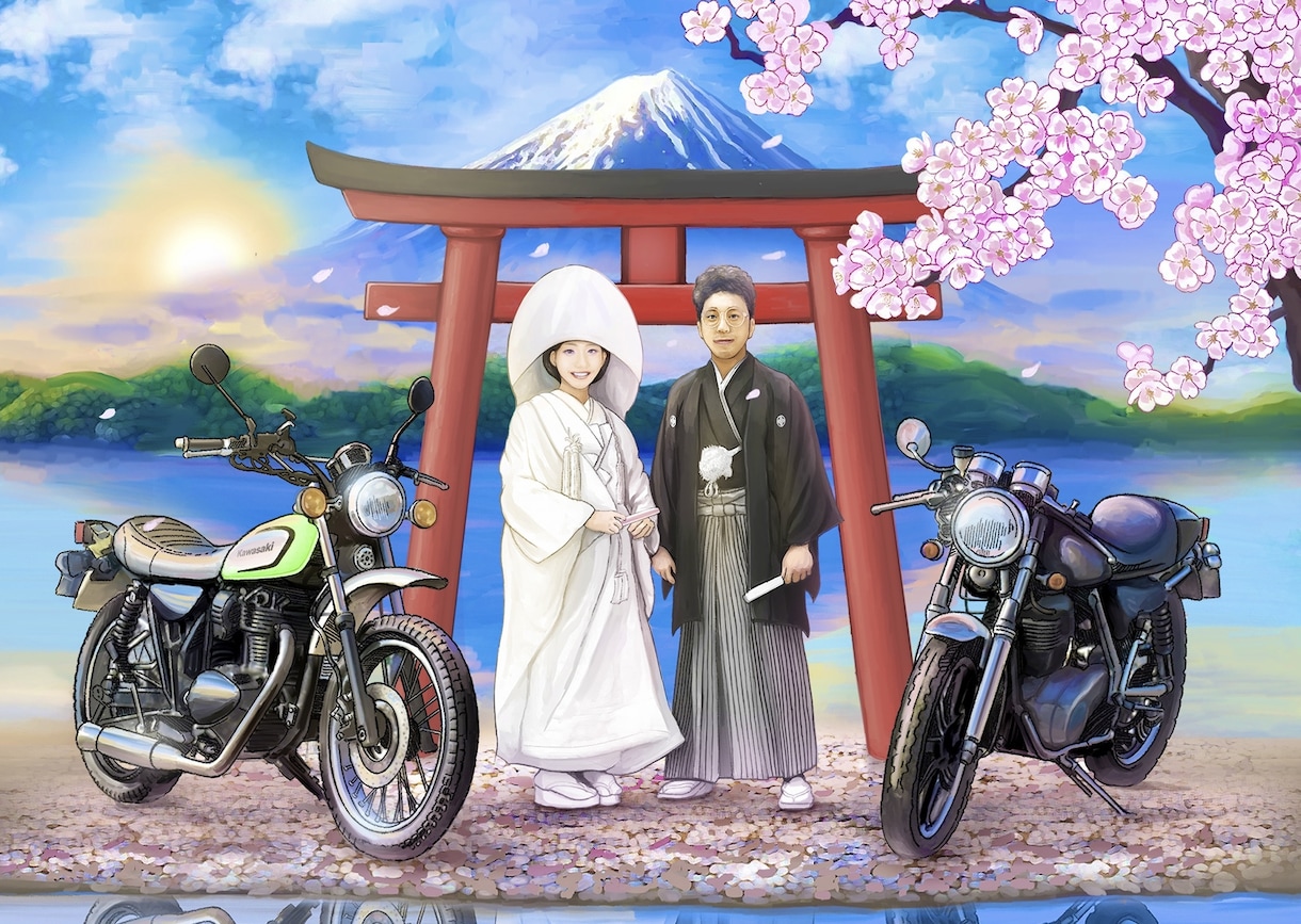 元バイクデザイナーが愛車との思い出を描きます 印刷・額装までお任せ。届いてすぐ飾れる一枚に イメージ3