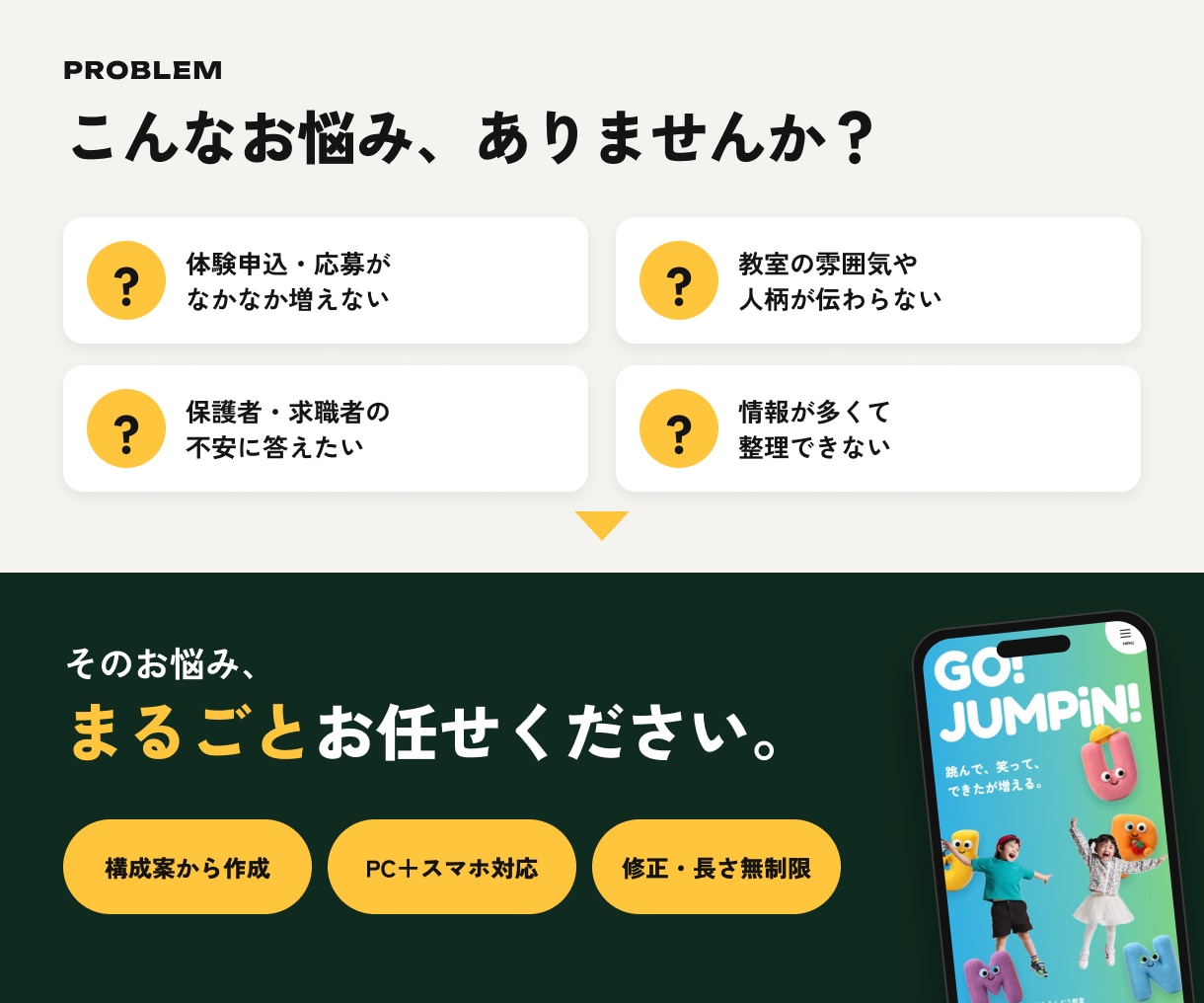 スクール・教室・採用の伝わるLPをデザインします 保護者・求職者の不安を解消して申込みにつなげます イメージ2