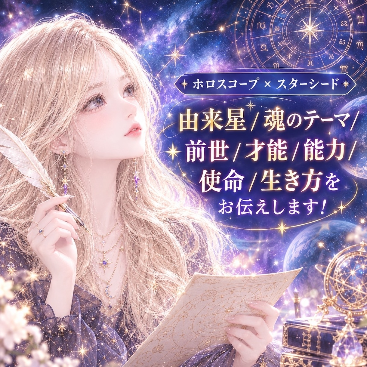 占星術×スターシードを軸にあなたを読み解きます 由来星・魂のテーマ・前世・才能・能力・使命・生き方 イメージ1