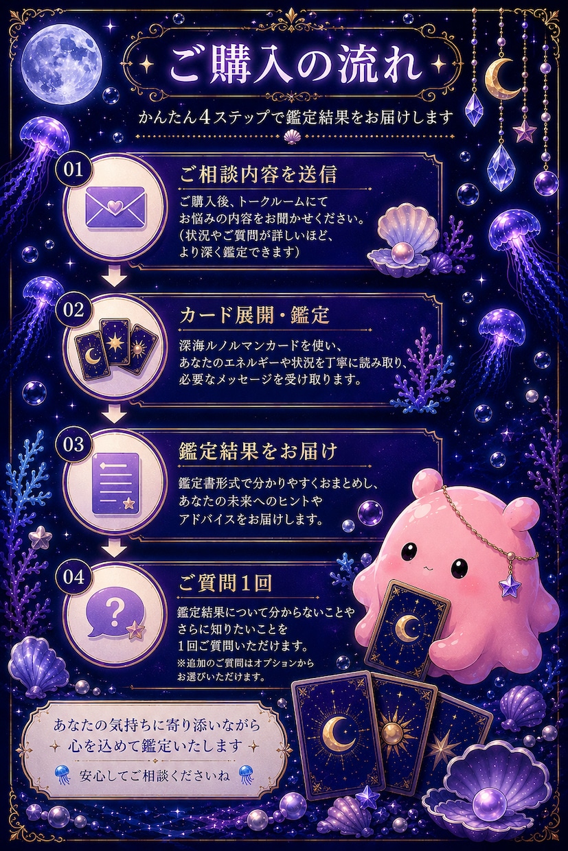彼の気持ちを深海ルノルマンで読み解きます 本音・現状・未来を優しくお伝えします イメージ3