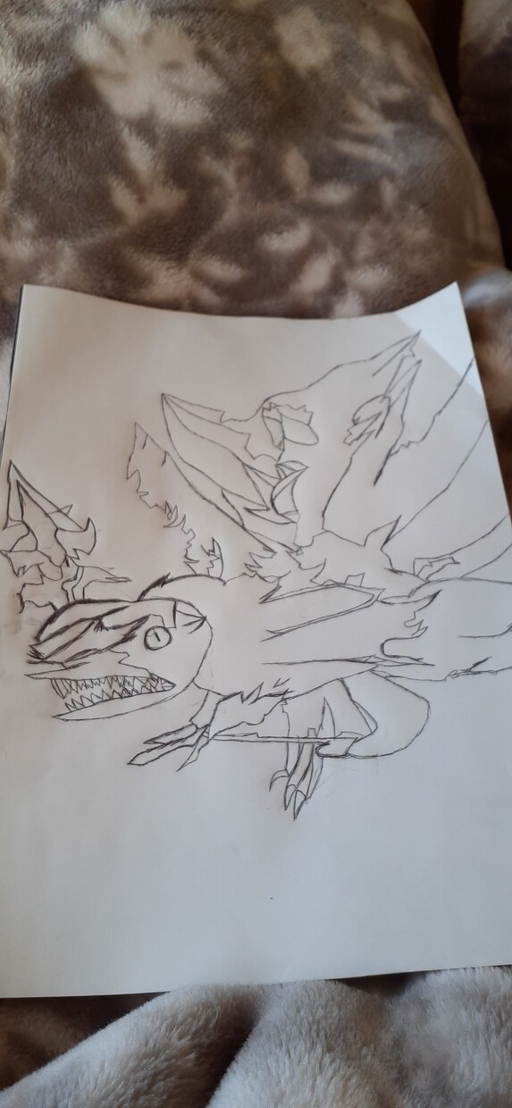 オリジナルモンスターを描いています 雷光を身に纏い、鋭い牙と、鋭い鍵爪がある怪獣 イメージ3