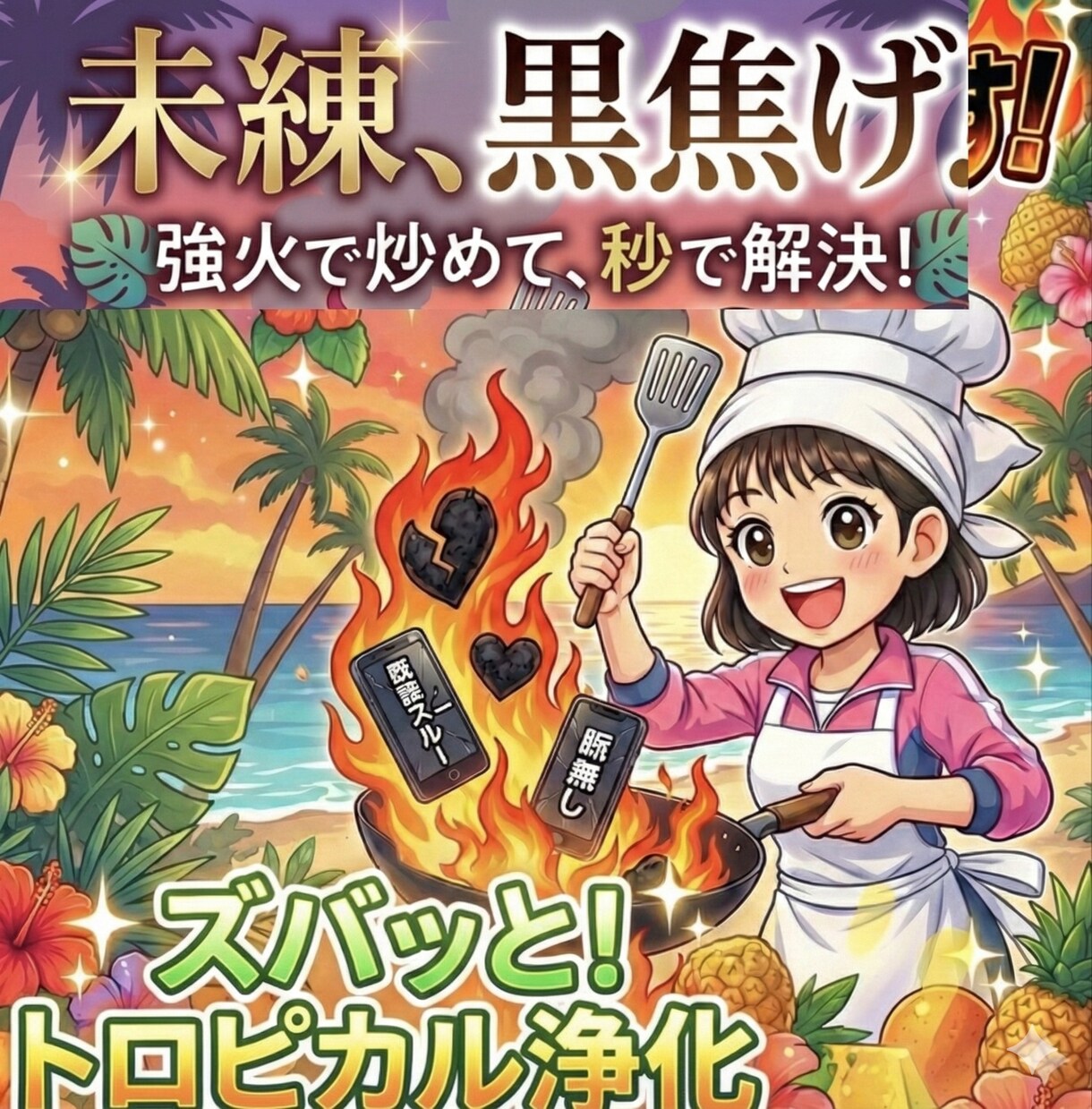脈無し？既読スルー？恋愛の悩み全部炒めちまいます Yeahズバッと行こうぜ！あなたの未練を秒で黒焦げトロピカル イメージ2
