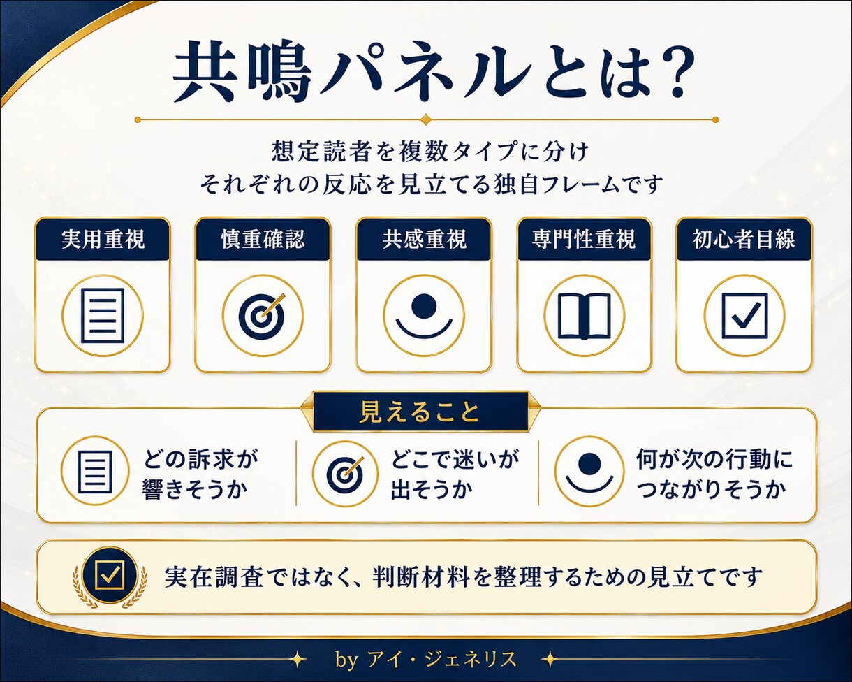 共鳴パネルでKindle・note紹介文診断します 読者タイプごとの反応を元に、使う言葉と避ける表現を整理します イメージ2