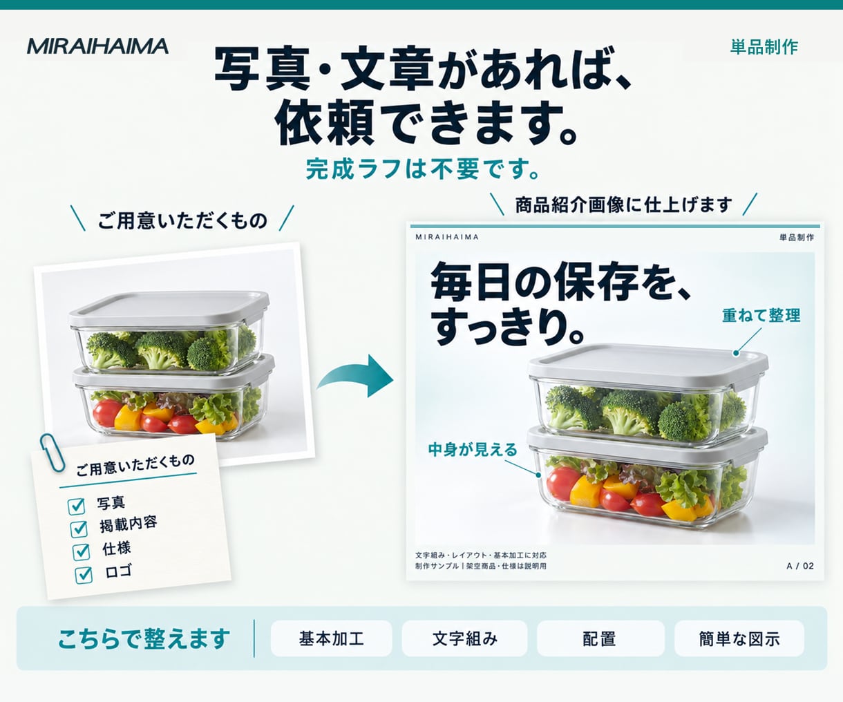 EC商品紹介画像を1枚からデザインします 写真と説明内容から、掲載できる商品紹介画像へ イメージ3