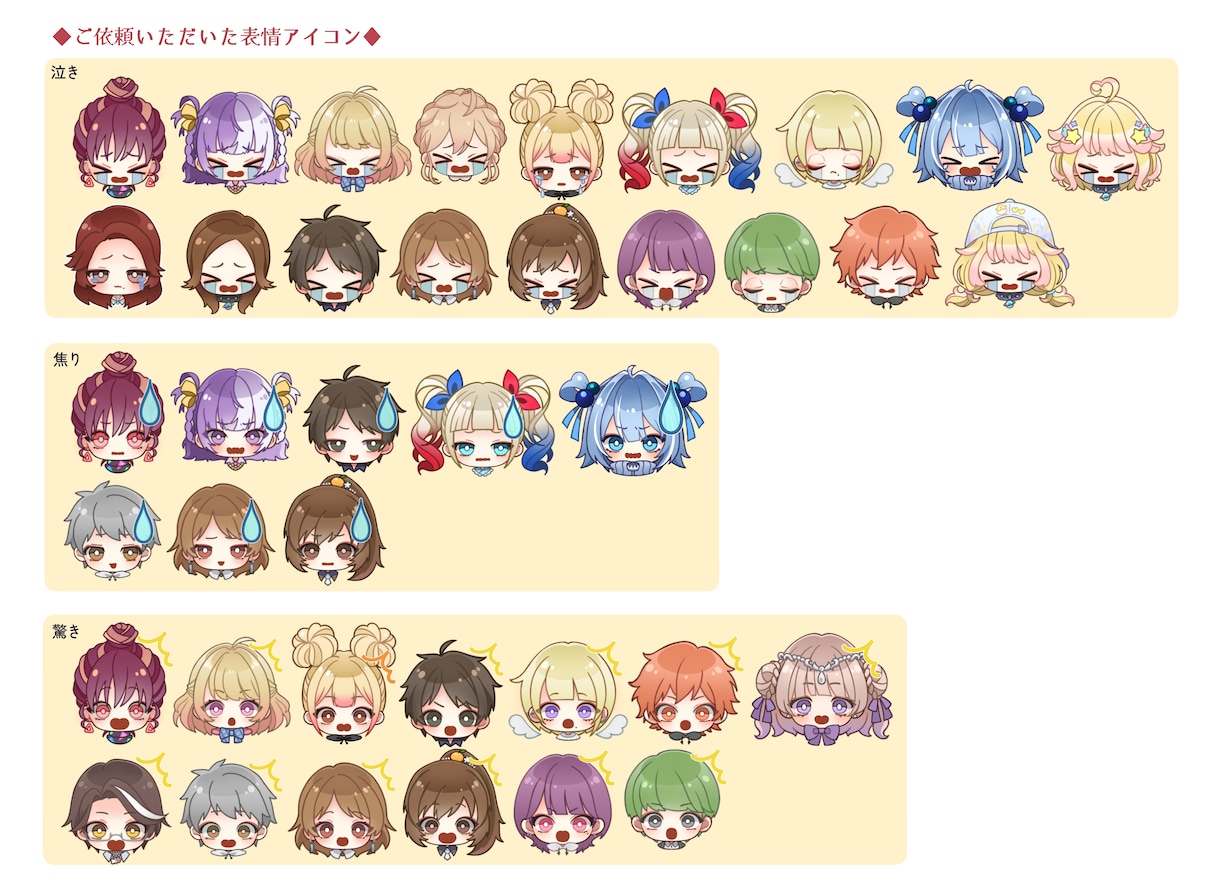 商用OK ミニキャラ表情5点セット描きます 動画、配信、ブログ等で使えるミニキャラ(SD)顔アイコンです イメージ6
