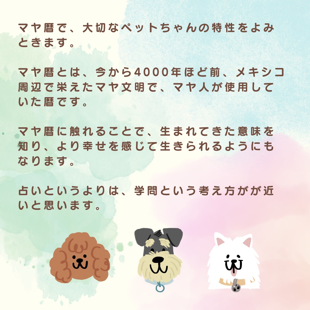 マヤ暦で大切なペットちゃん鑑定します 〜ペットちゃんとの相性（関係性）鑑定　ペットロスのお力にも〜 イメージ3