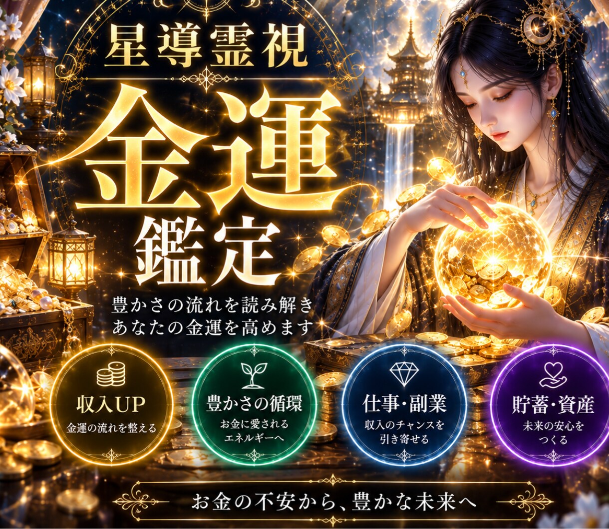 あなたの金運とお金の流れを鑑定します お金の不安を抱えるあなたへ。金運の流れを読み解きます イメージ1