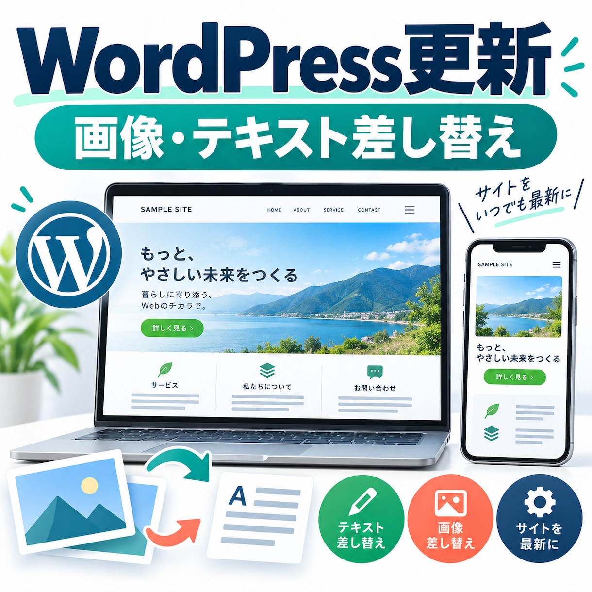 WordPressの画像・テキスト差し替えます テキスト・画像更新を丁寧に対応します イメージ1