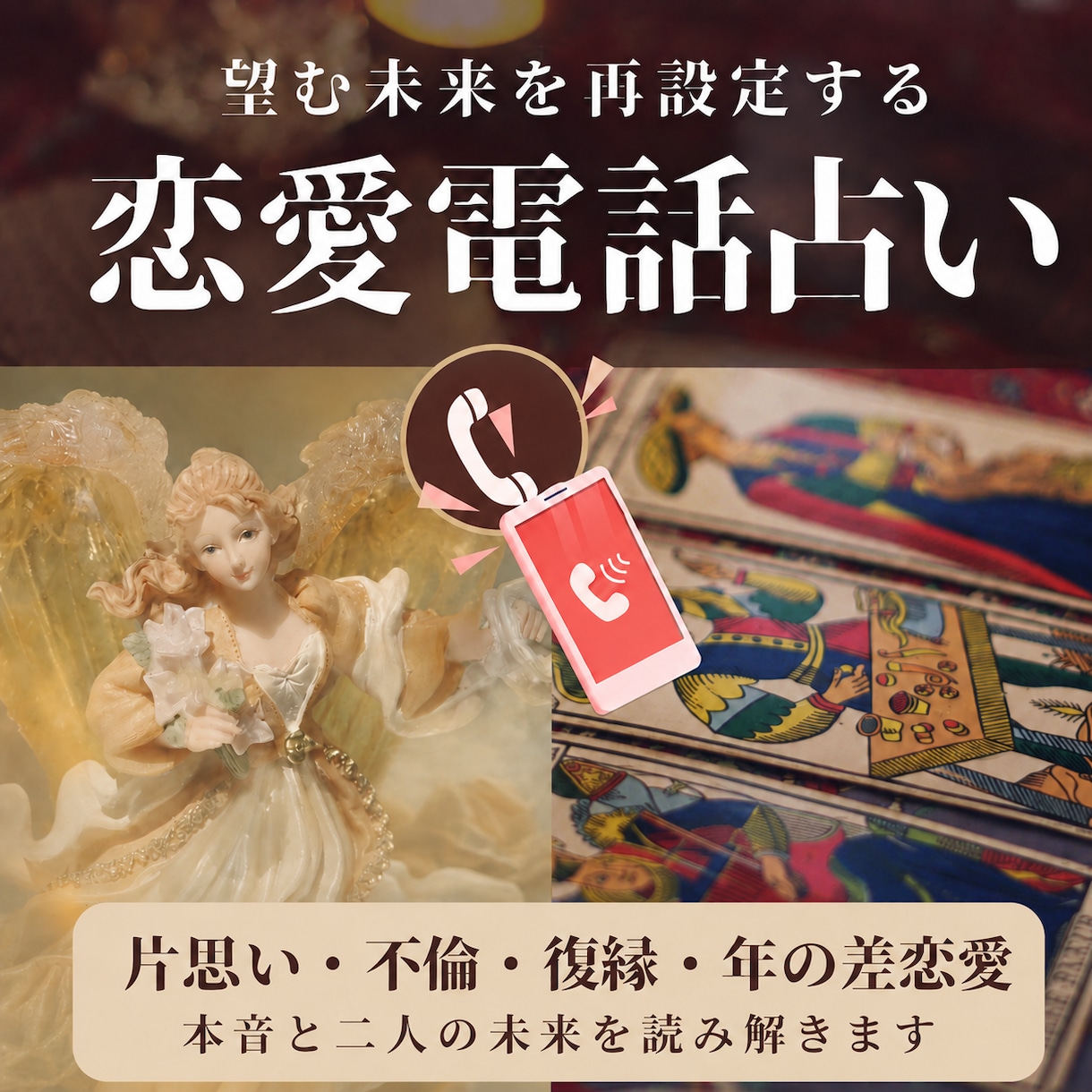 恋の悩みに寄り添い◆霊視タロットで今すぐ占います 片思い・不倫・復縁・LGBT◆本音と二人の未来を鑑定 イメージ1