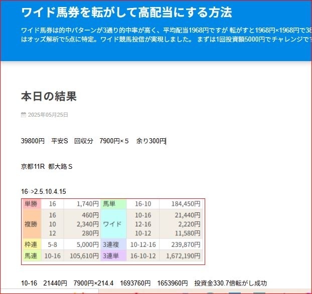 高塚式　オッズ解析てワイド馬券転がします ワイド転がしに成功してリタイアしませんか。 イメージ6