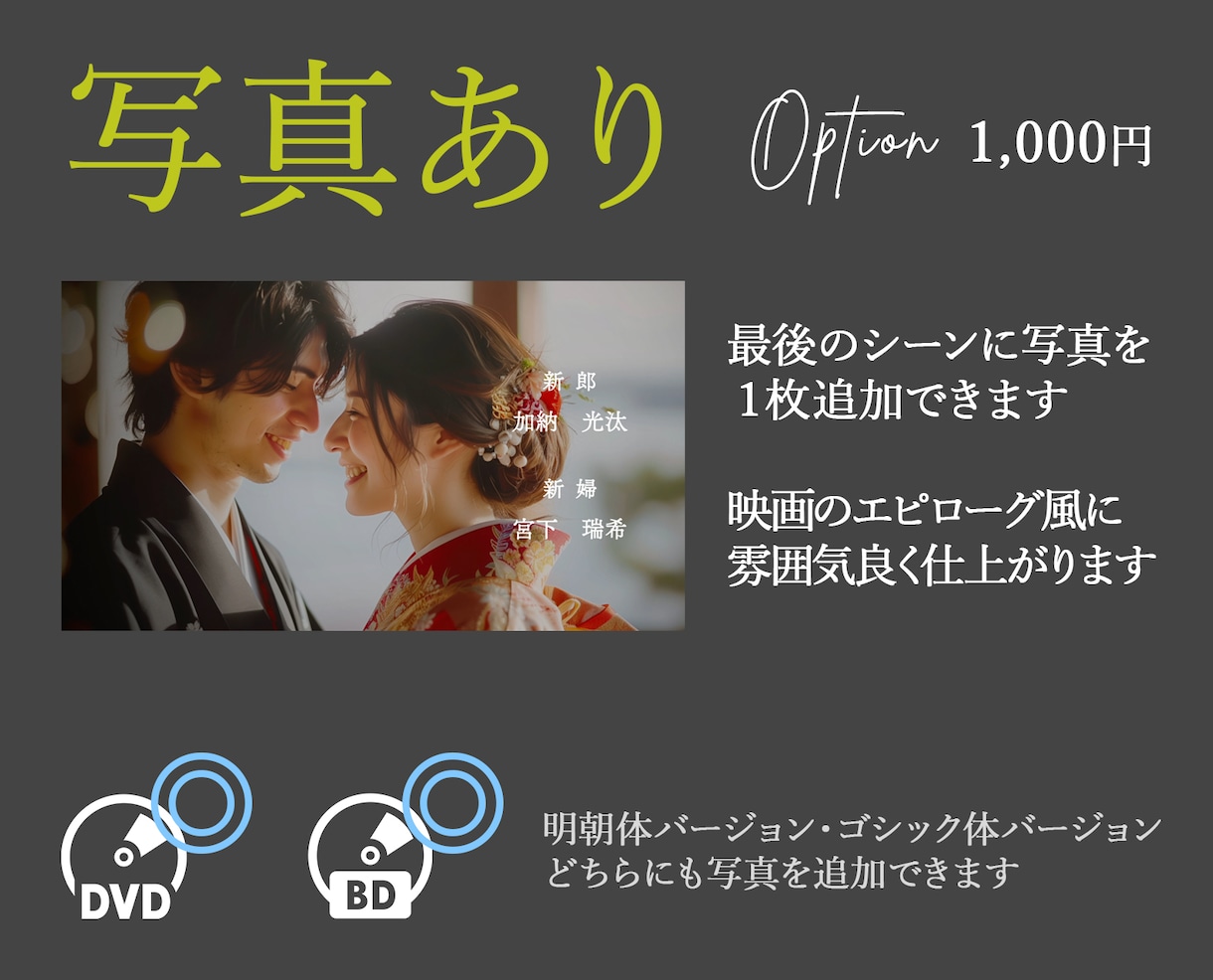 映画スタッフロール風の結婚式エンドロール作ります 【最短6日納品】シンプルな黒背景／写真不要で準備簡単＆短納期 イメージ5