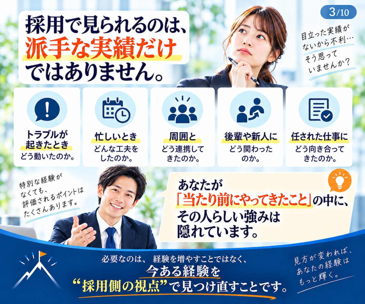 履歴書・職務経歴書を採用側目線で添削します 応募企業に合っているか評価し、弱点と改善案まで出します イメージ2