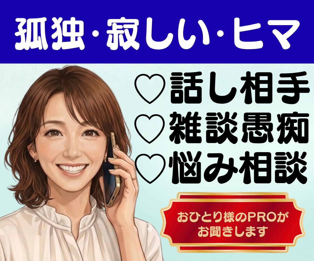 愚痴でも何でも否定せず、優しく寄り添いお聞きします おひとり様のエキスパートが、あなたを全力でサポートします！ イメージ1