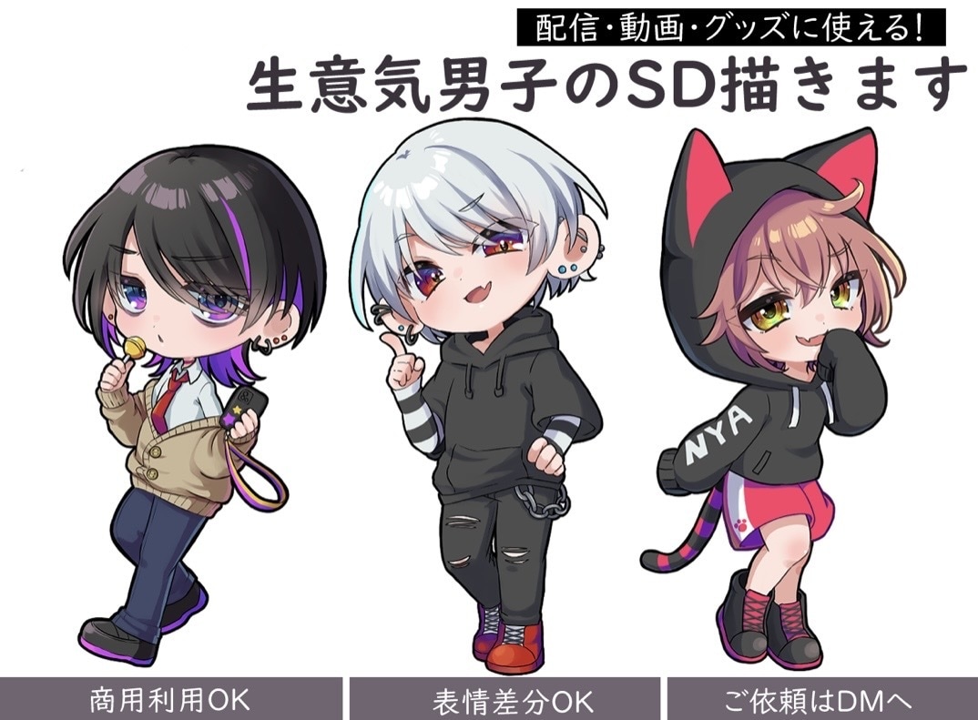 かわいいミニキャラ(デフォルメ)描きます SNSアイコン・配信・商用OK イメージ1