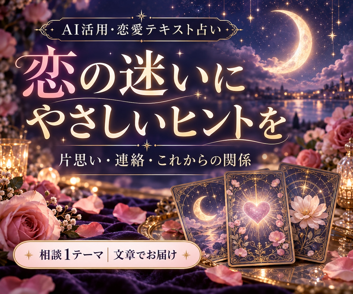 AI活用の恋愛占いで次の一歩を一緒に考えますます 片思い・連絡の迷いに。気持ちを整理する文章をお届け イメージ1
