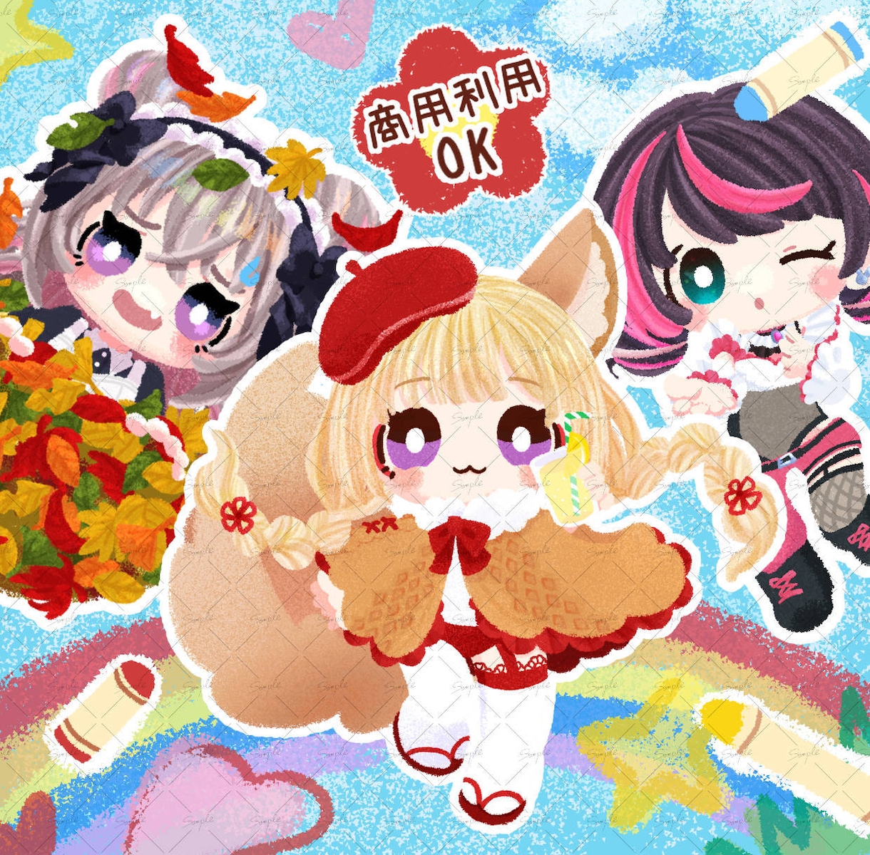 かわいいミニキャラ・デフォルメイラスト描きます 商用利用可！グッズにしたくなるデフォルメイラストです。 イメージ1