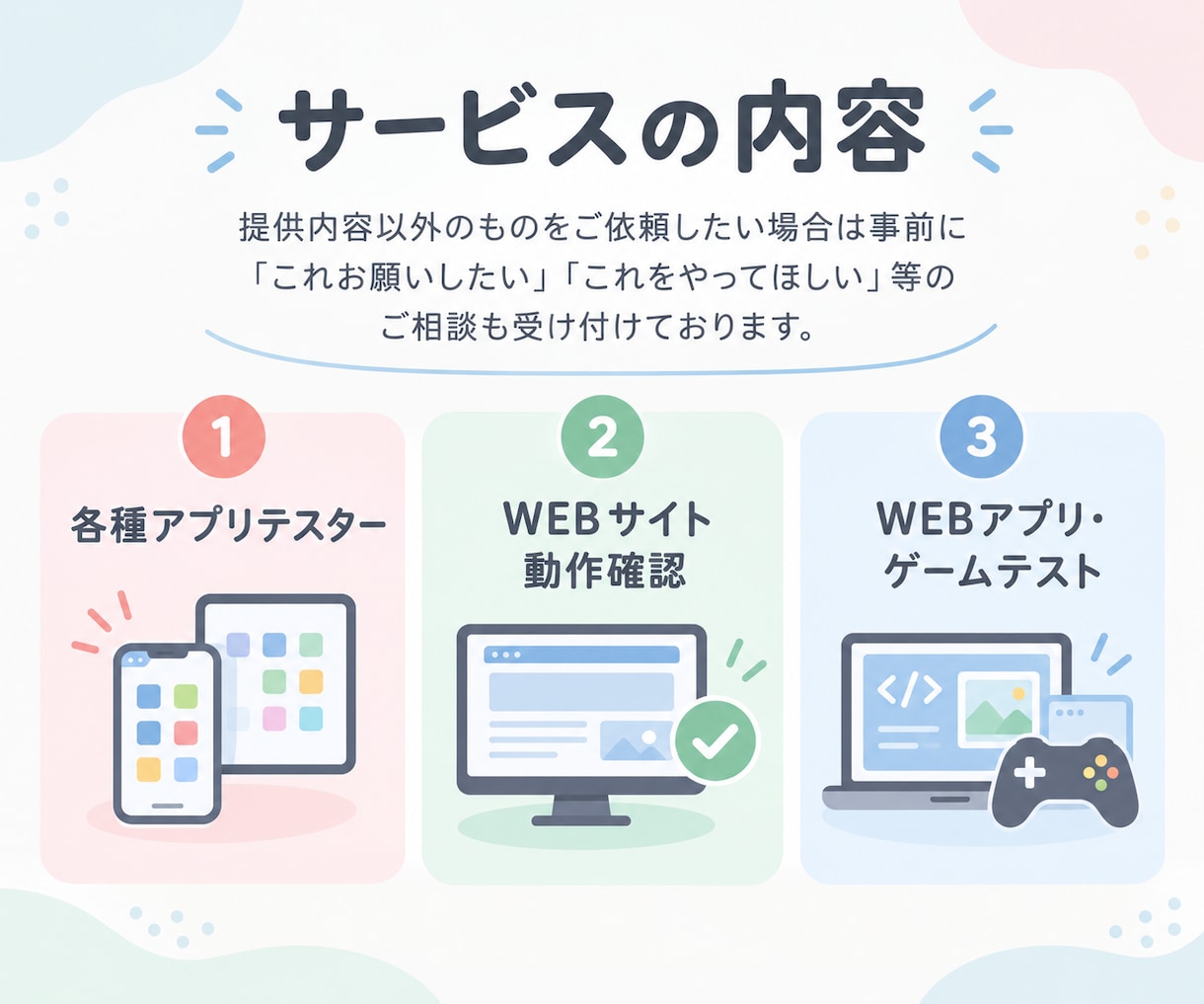 Android・PCアプリ・Webテストします 使いやすさや直感的な操作感も検証！ユーザー目線で丁寧レポート イメージ2