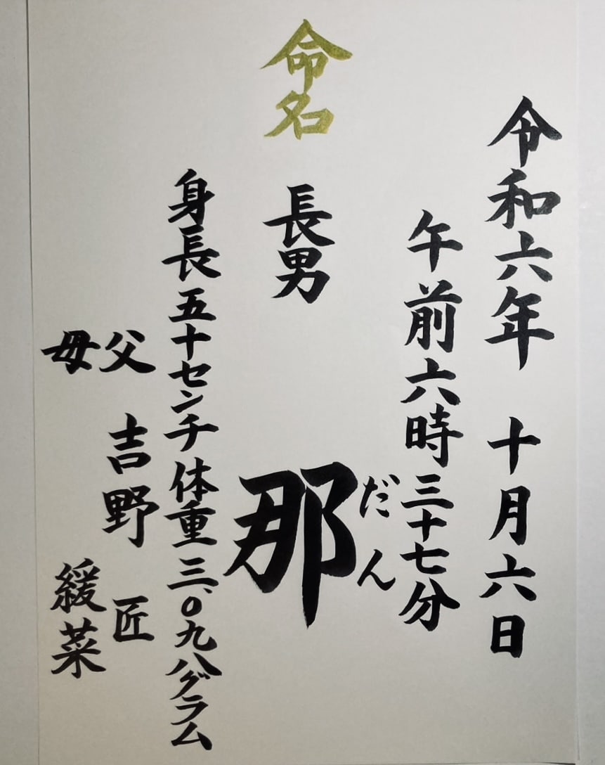スタンダードな【命名書】手書きで作成致します 美しい⭐︎楷書文字で代筆させて頂きます。 イメージ10
