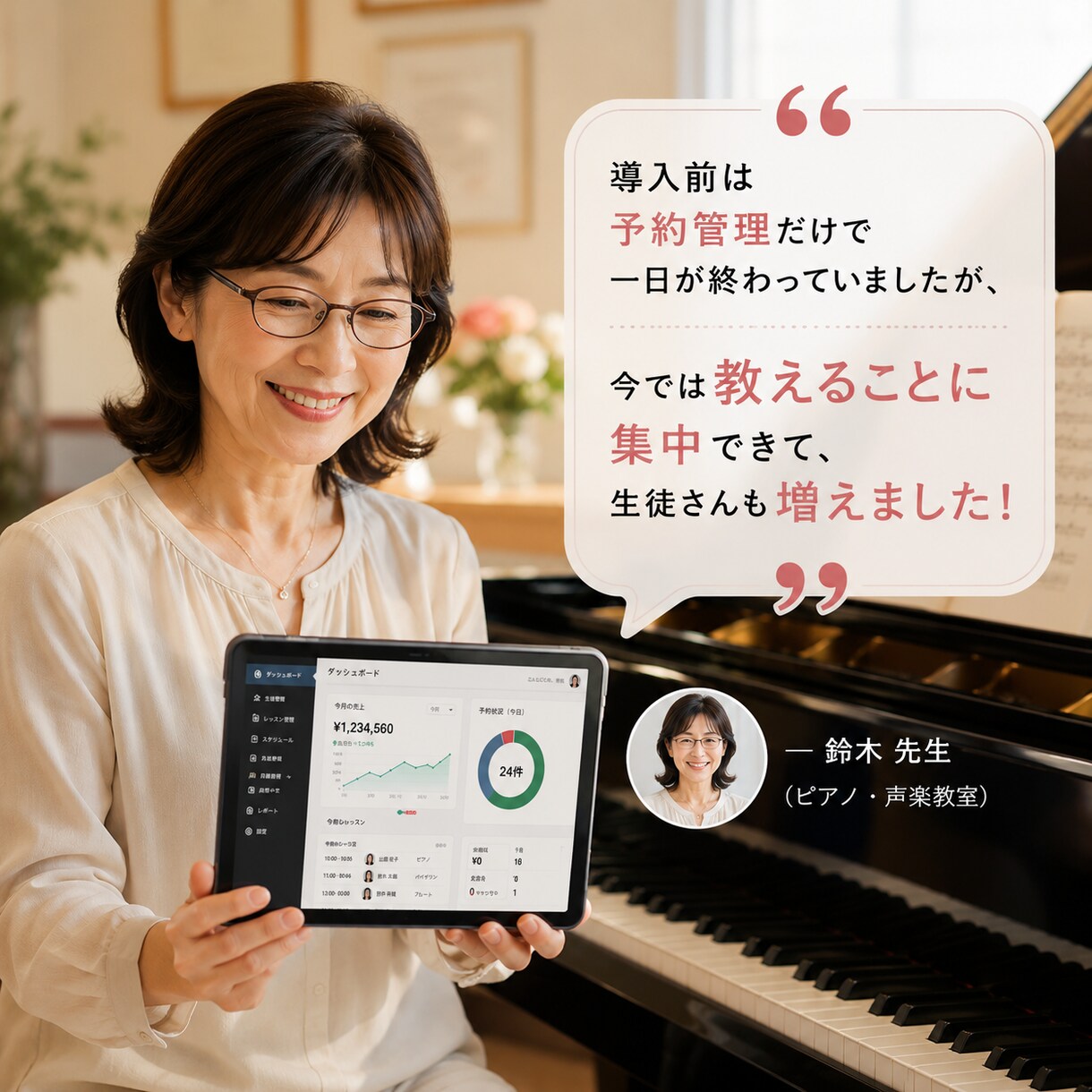 音楽教室専門の月謝決済と予約システムを導入します 生徒数が増える音楽教室へ！月謝決済や予約のストレスなし！ イメージ4