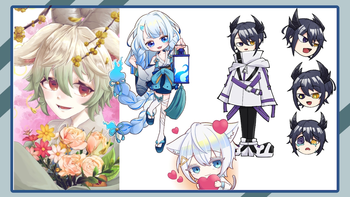 かわいいイラストを作成いたします アイコン・立ち絵・ミニキャラ・一枚絵など受け付けております！ イメージ2