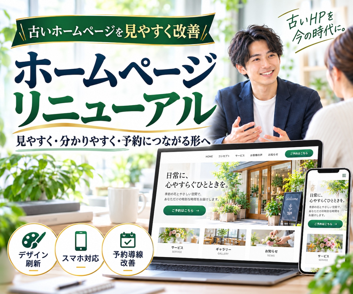 既存ホームページをリニューアルします 古いHPを見やすく予約につながる形へ改善します イメージ1