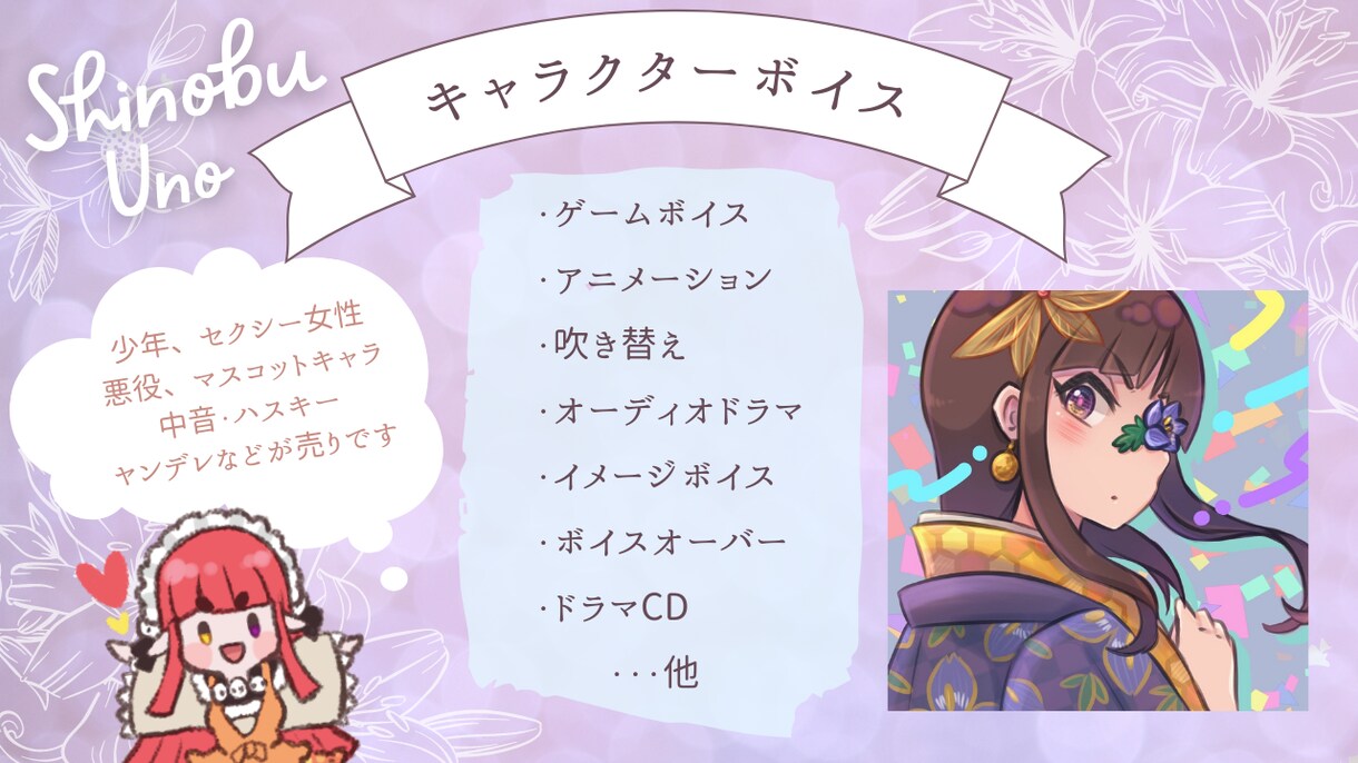 人外・少年・女性キャラ等！声優がCVご依頼承ります 丁寧な役作り。深みのあるキャラクターボイスで作品に彩りを！ イメージ6
