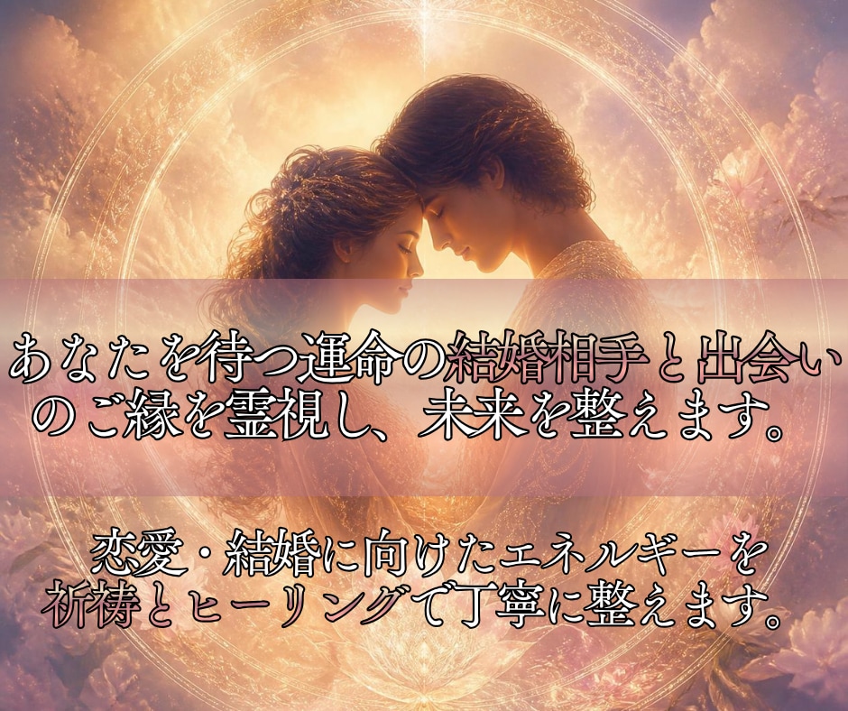 霊視×祈祷×ヒーリングで、運命の恋愛成就へ導きます 特別鑑定◎見えないブロックを祓い、あなたの恋愛運を整えます イメージ2