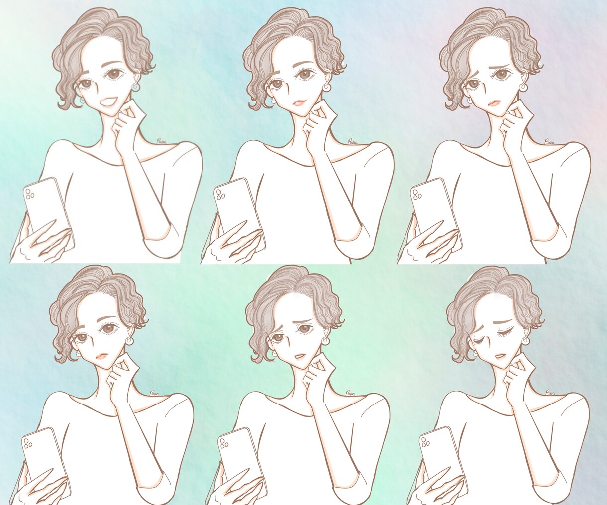 インスタ・ブログ用表情違いイラストお描きします フリー素材で叶わない世界観統一で離脱されにくい投稿デザインに イメージ3