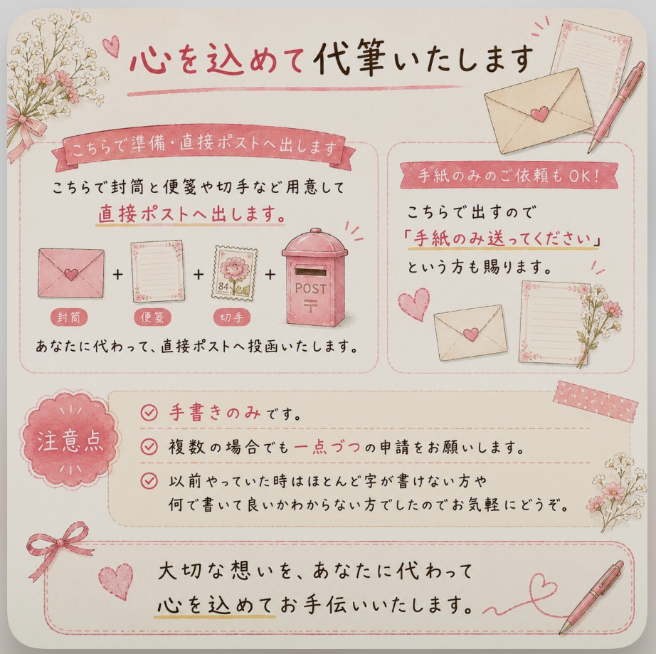 お手紙書きます 手書きで真心こもったお手紙代筆します！ イメージ4